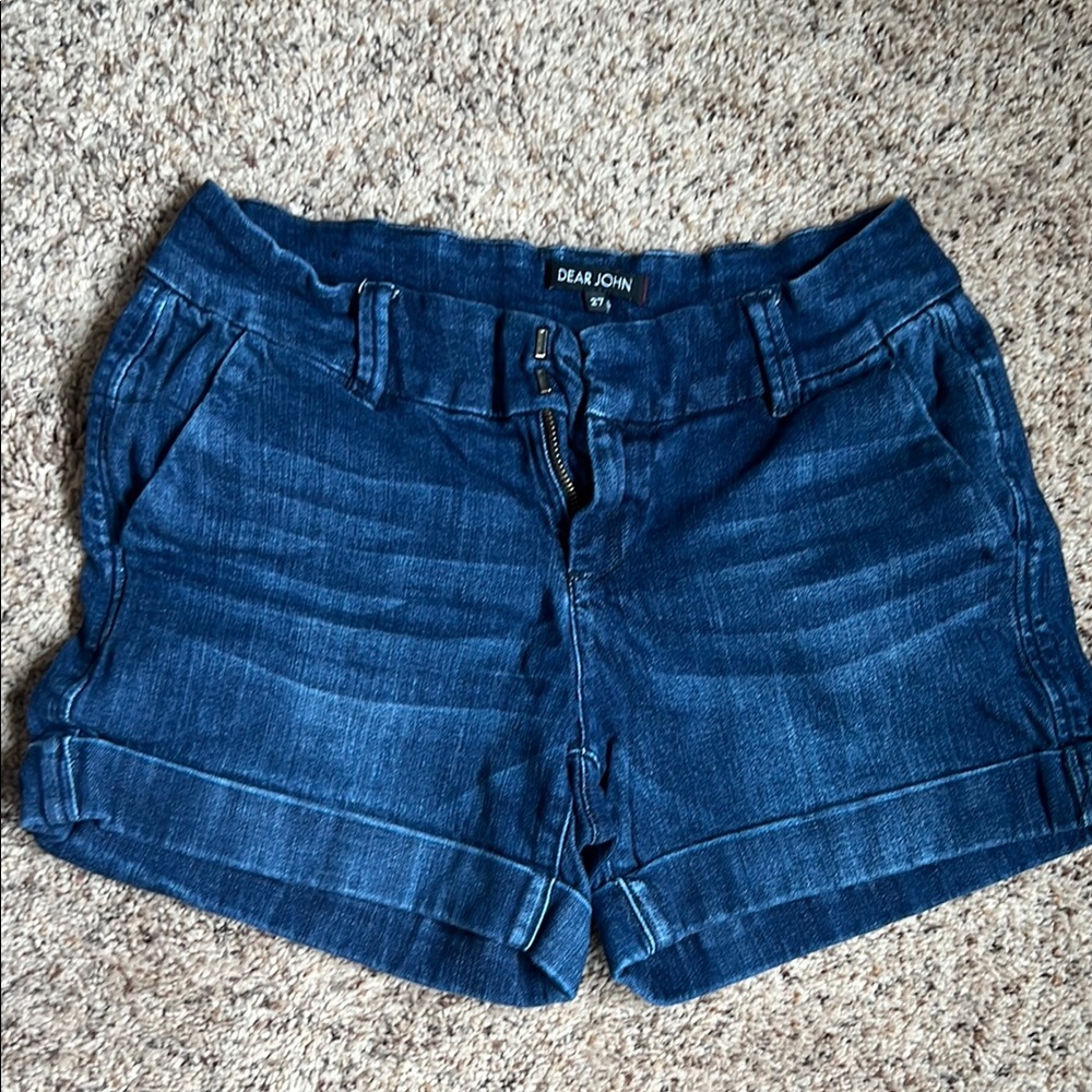 Dear John Blue Jean Shorts with Cuffed Hem